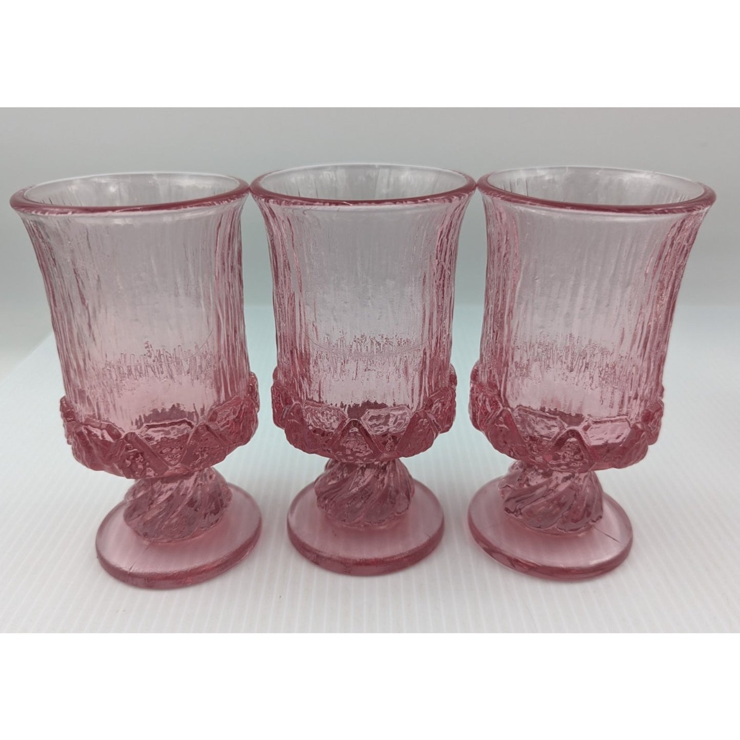 Vintage Fostoria Sorrento Pink Goblets Pedestal Glasses 6" Set of 6