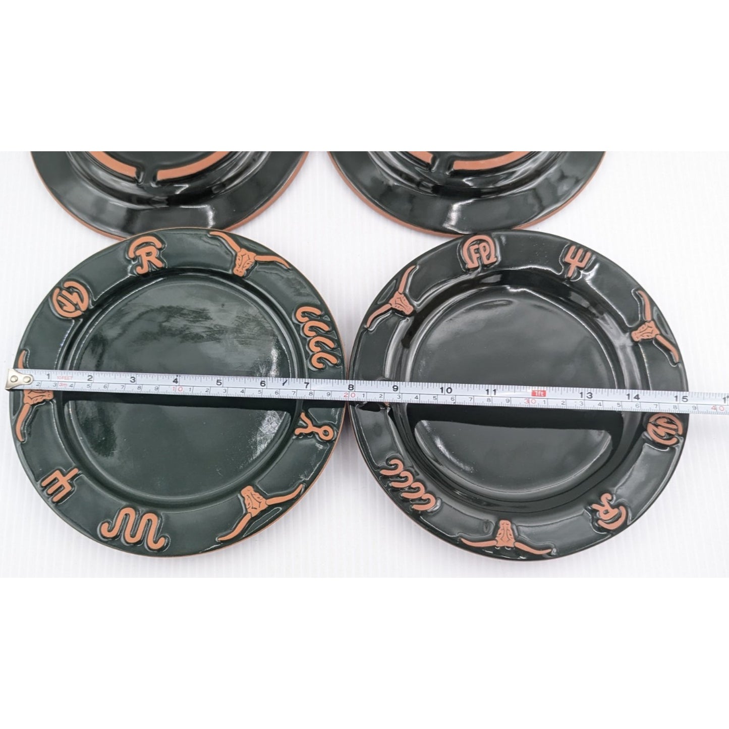 Frankoma Ranch Forest Green Salad Plate Set of 4 Plates Cattle Brands