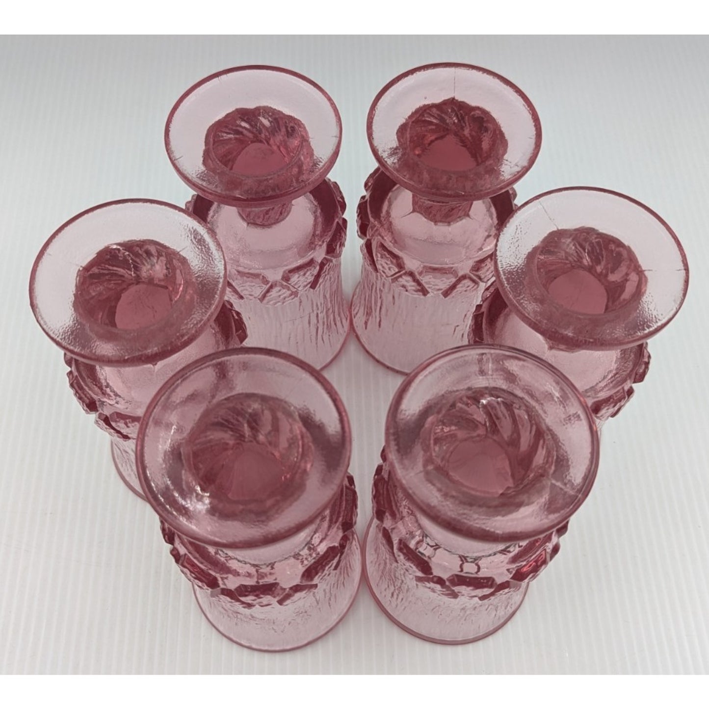 Vintage Fostoria Sorrento Pink Goblets Pedestal Glasses 6" Set of 6