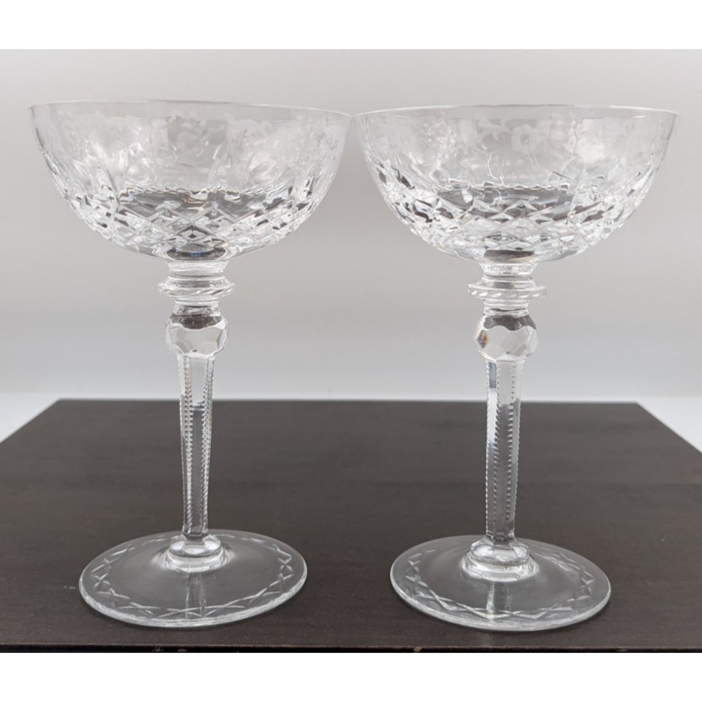 Rogaska Gallia Champagne Tall Sherbet Glasses 7 1/8" Set of 2