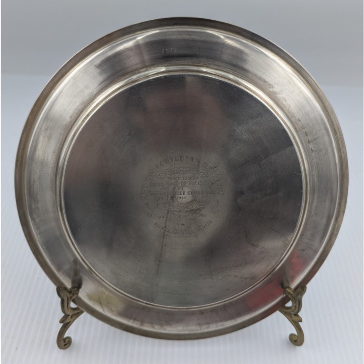 Solid Sterling Silver Winston Churchill Relief Plate The Hour of Decision 1972