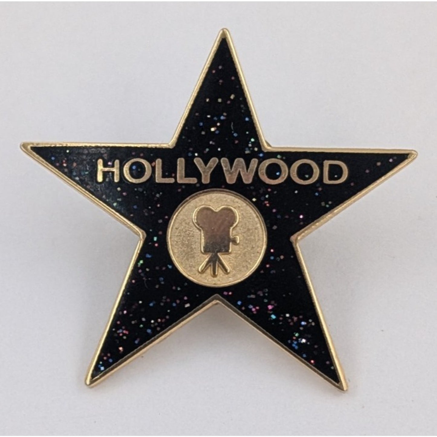 Hollywood Walk Of Fame Star Pin Black Glittery Gold 2002 HCC Pinnacle Lapel Pin