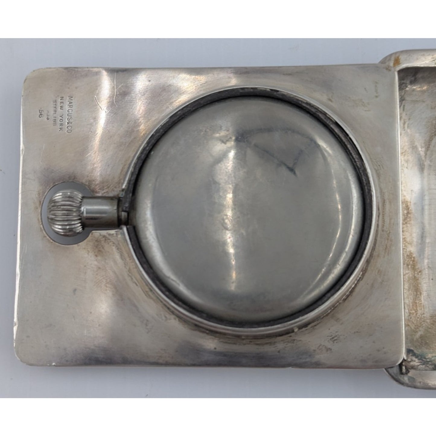 Vintage Marcus & Co Sterling Silver Case 8 Day Travel Clock Watch