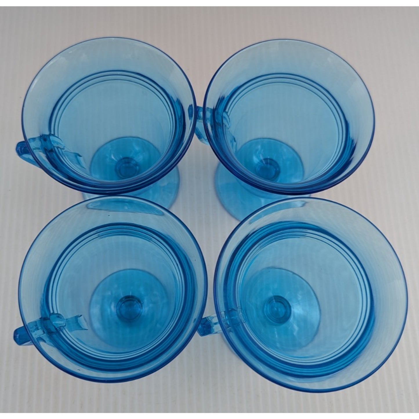 Fostoria Priscilla Blue Luncheon Set for 4 Plates Footed Custard Cups Bridge Set
