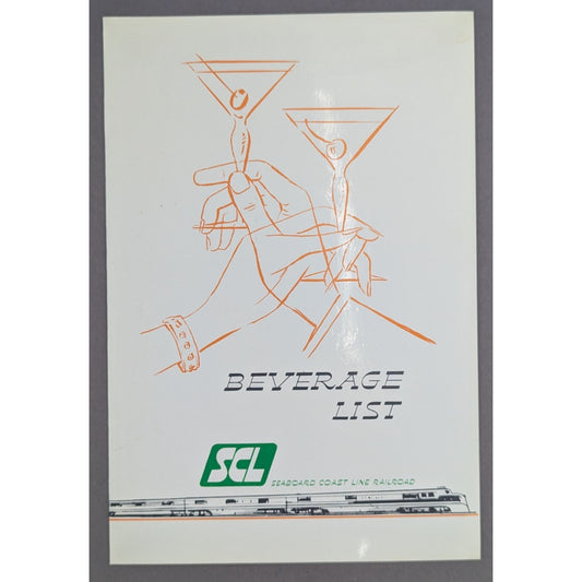 Seaboard Coast Line Railroad SCL Beverage List Menu