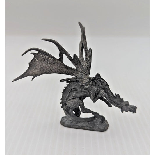 Vintage Pewter Winged Dragon Small Figurine Fantasy Mystical Figure 3-1/4" H