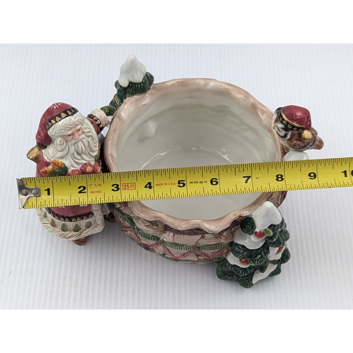Fitz and Floyd Classics Christmas Lodge Tidbit Candy Nut Bowl Dish Santa Owl