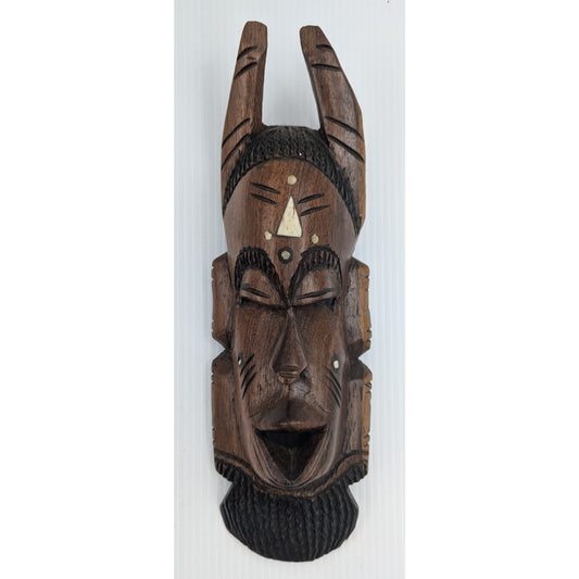 Hand Carved Wooden Tribal Face Mask Wall Art African 13"