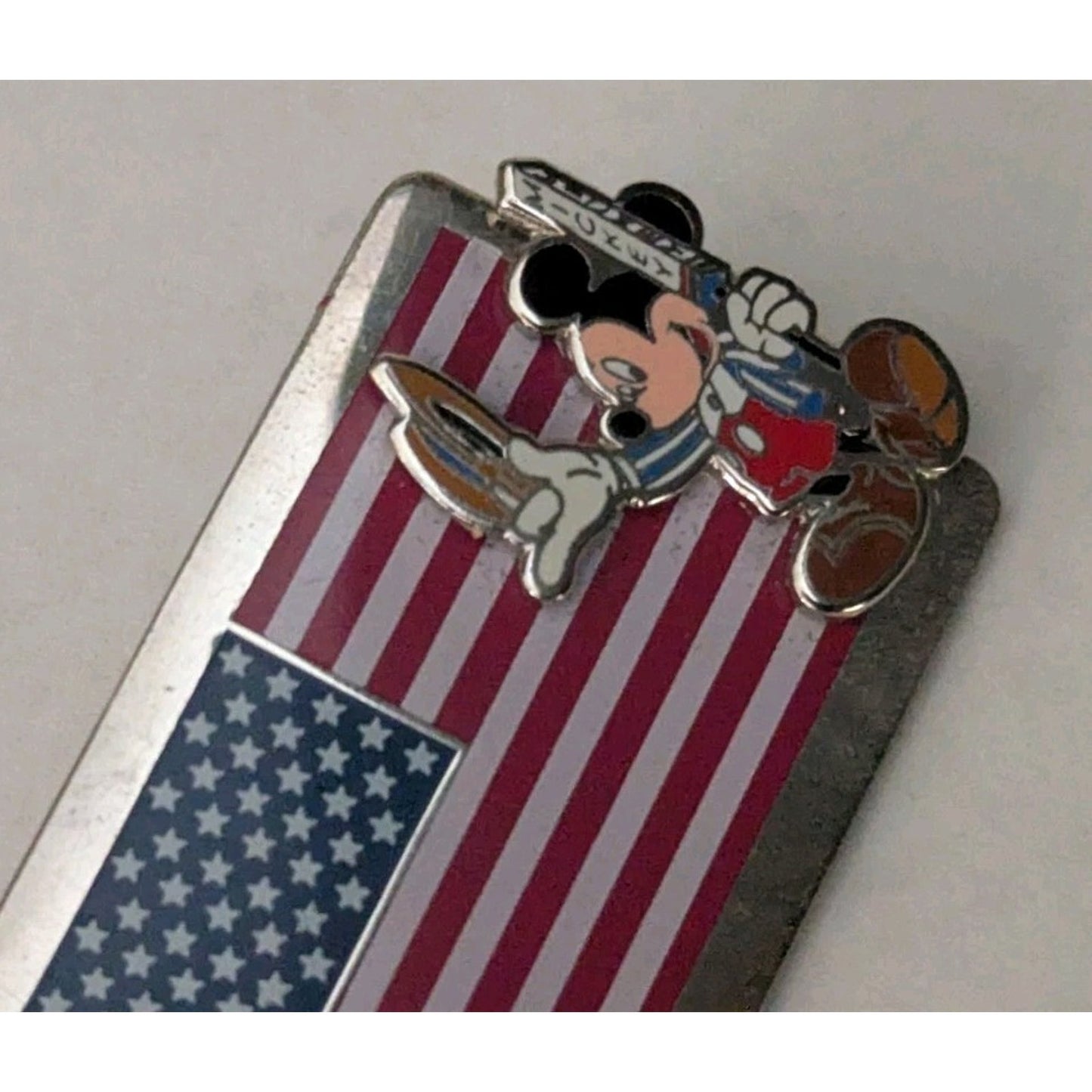 Disney Pin Mickey Mouse American Flag Silver Tone Metal Patriotic