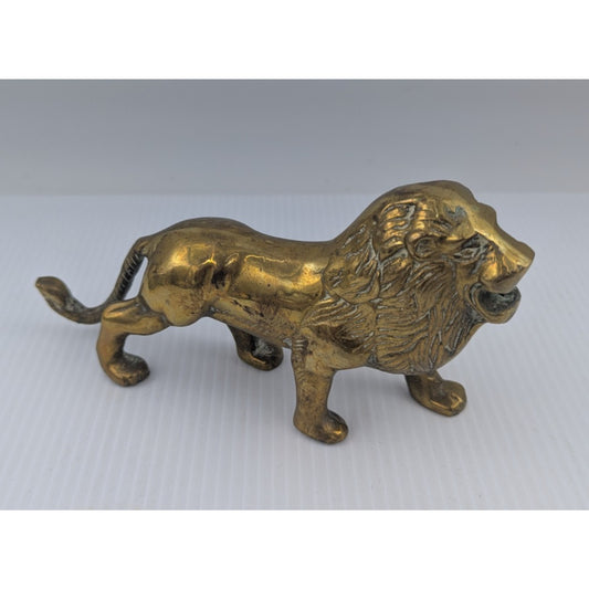 Vintage Roaring Brass Lion Figure 7.5"
