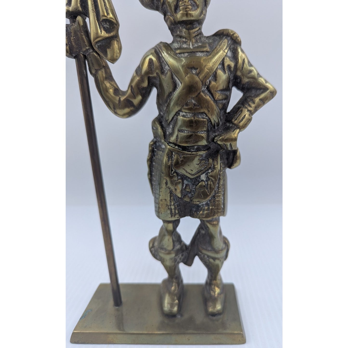 Doorstop Brass Scottish Soldier in a Kilt Holding the Flag Hand Crafted England