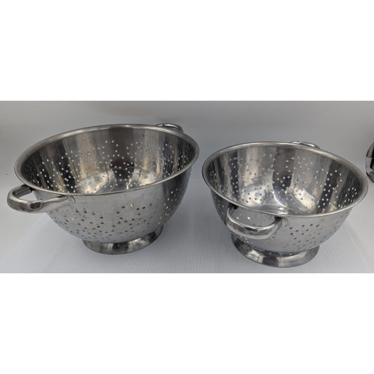 Colander Strainer Stainless Steel Progressive Korea Lot of 2 - 11.5" and 10.5"