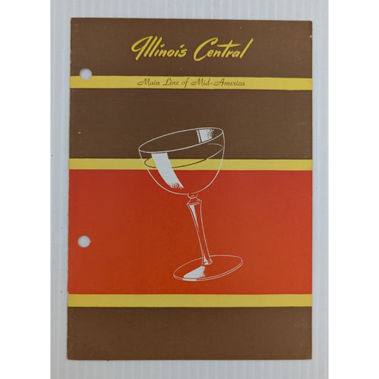 Illinois Central Main Line of Mid-America Railroad Car Beverage Menu Vintage