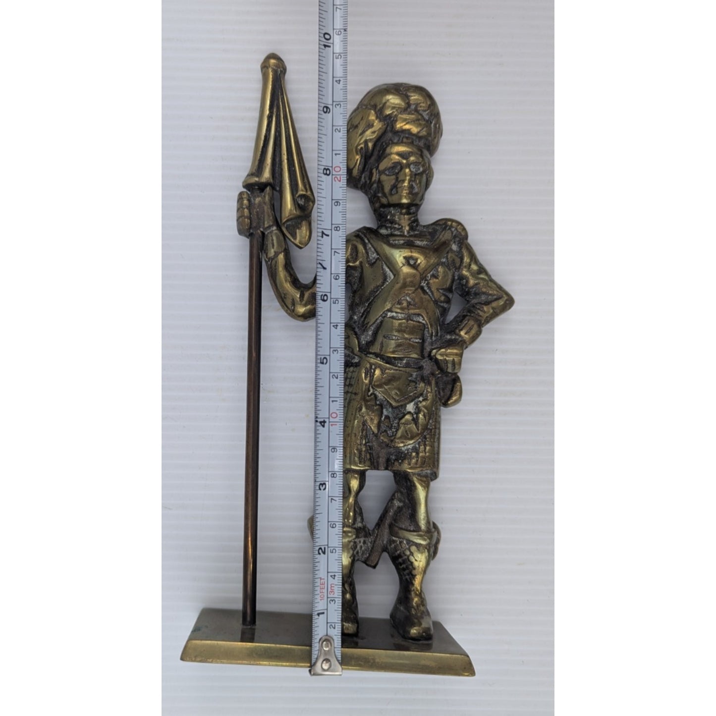 Doorstop Brass Scottish Soldier in a Kilt Holding the Flag Hand Crafted England