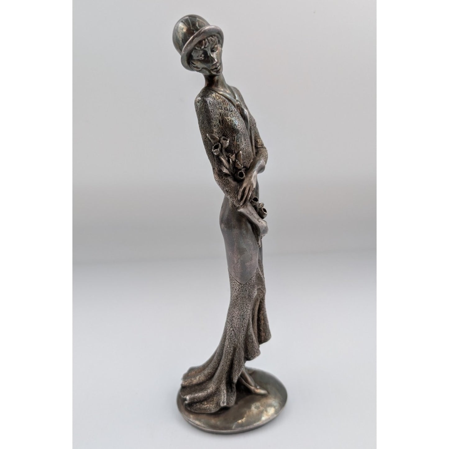Fratelli Magrino Argentieri Sterling Silver Over Resin Lady Figurine Italy
