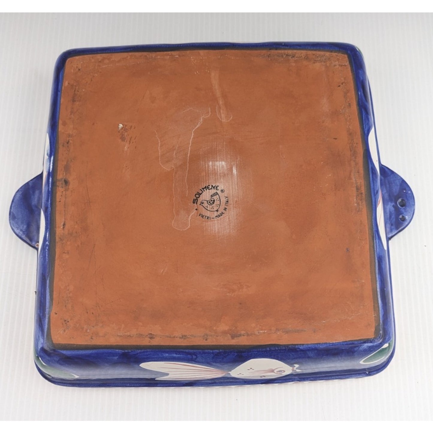 Vietri Solimene Blue Fish Campagna Pesce Square Baking Dish Casserole 11.5 Italy