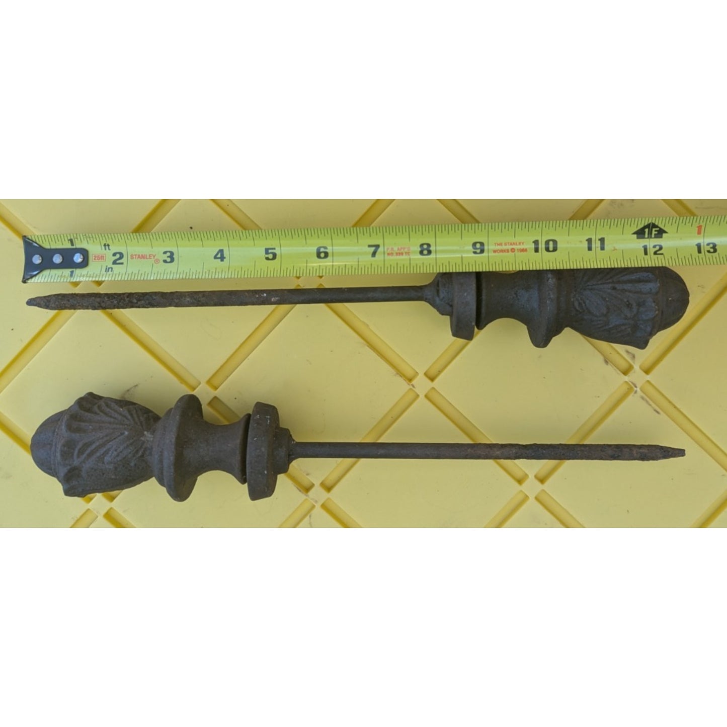 Antique Garden Hose Guide Cast Iron Metal Stakes Hose Guards Lot of 2