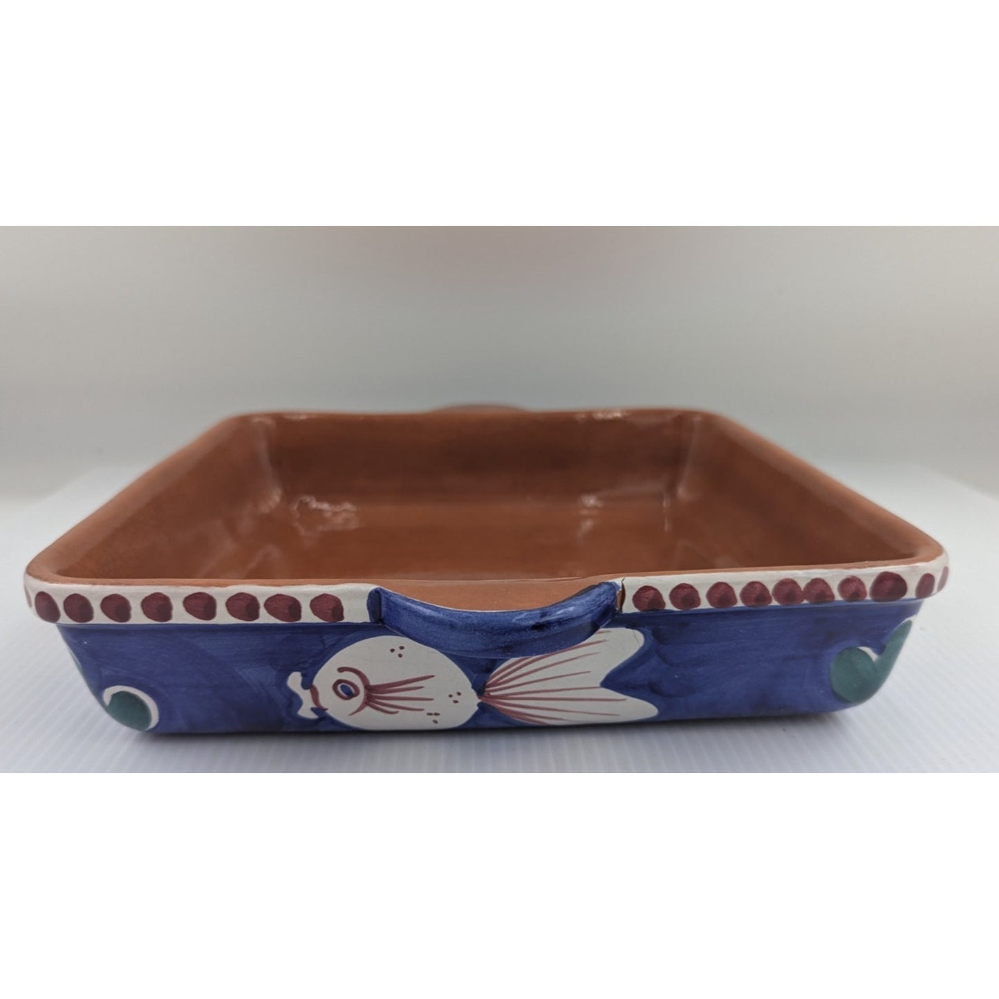 Vietri Solimene Blue Fish Campagna Pesce Square Baking Dish Casserole 11.5 Italy