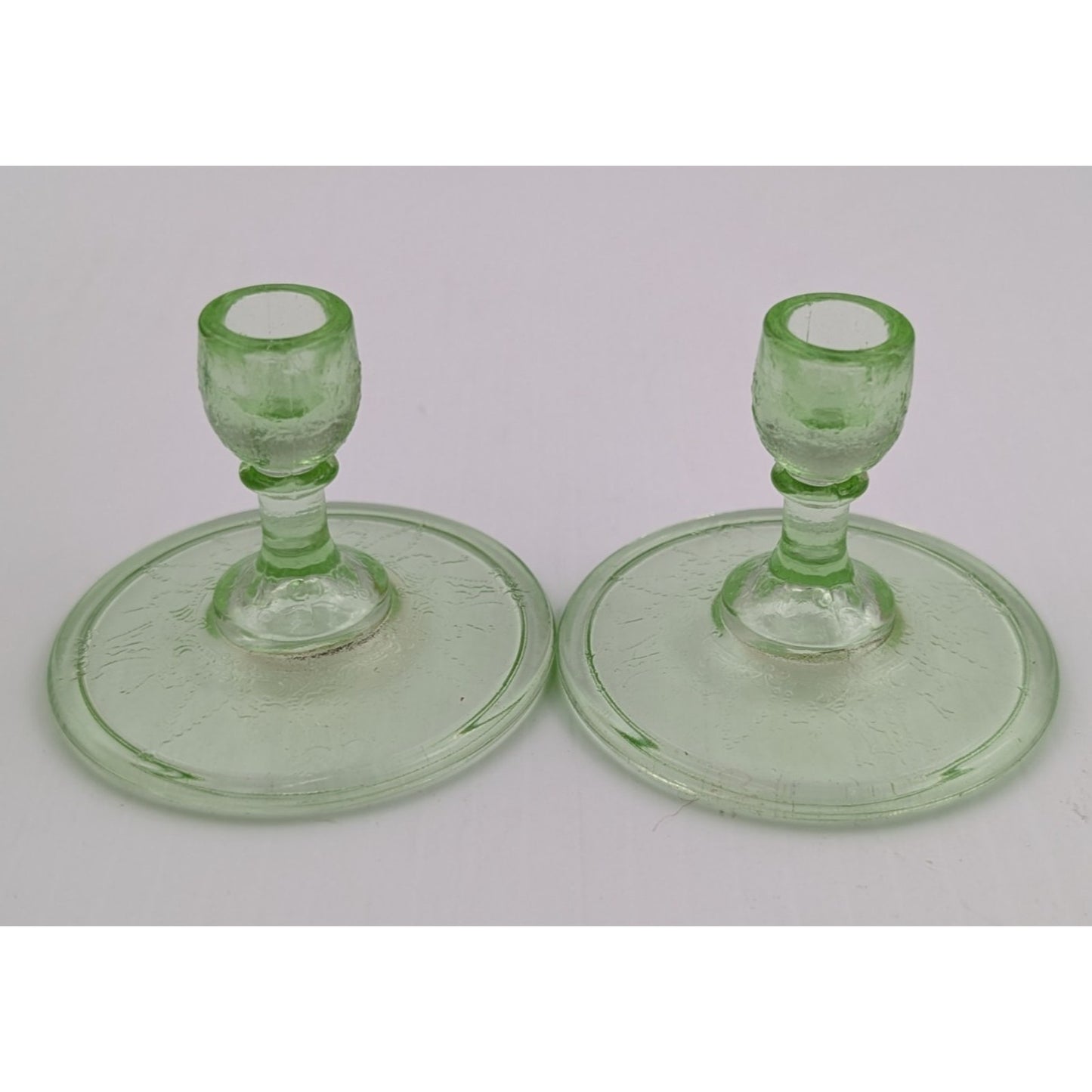 Vintage Mosser Green Glass Miniature Jennifer Set #6 - Bowl and Candlesticks