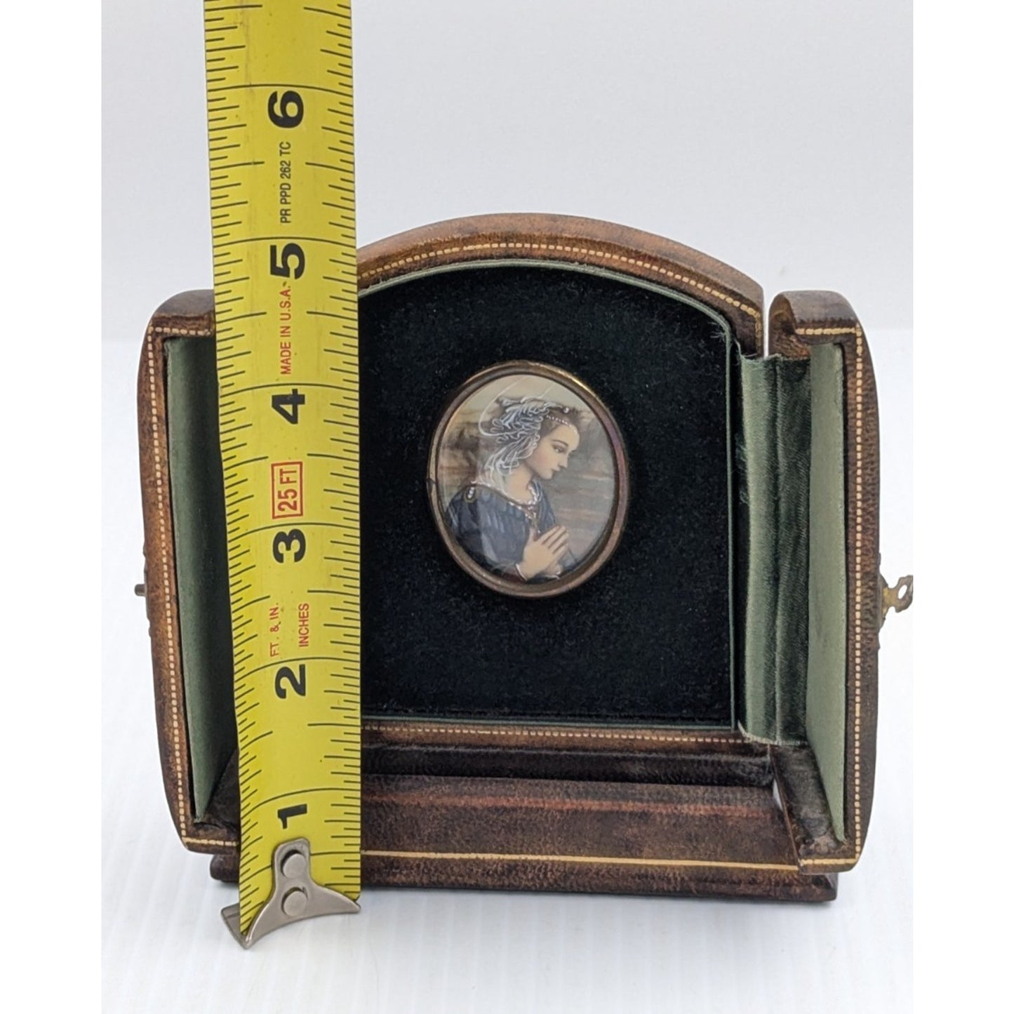 Miniature Portrait of Madonna after Fra Filippo Lippi in Leather Case Stand